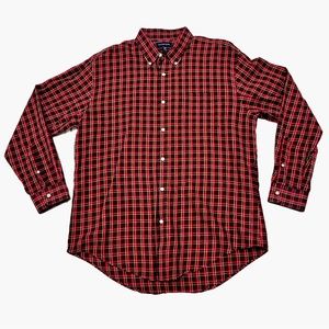 Lands End Fitted Plaid Dress Shirt Size 17/35